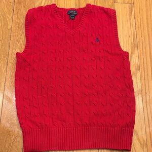 Polo by Ralph Lauren V-Neck Red Sweater Vest Size Large